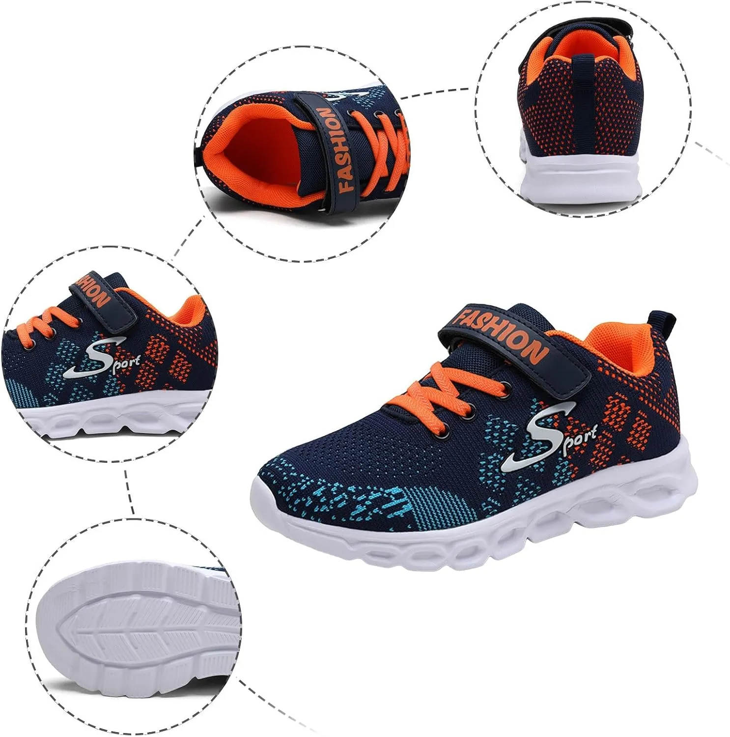 Boy's Casual Wide Sporty Shoes Tennis Kids Athletic Breathable Running Lightweight Sneakers Mesh Footwear Boys