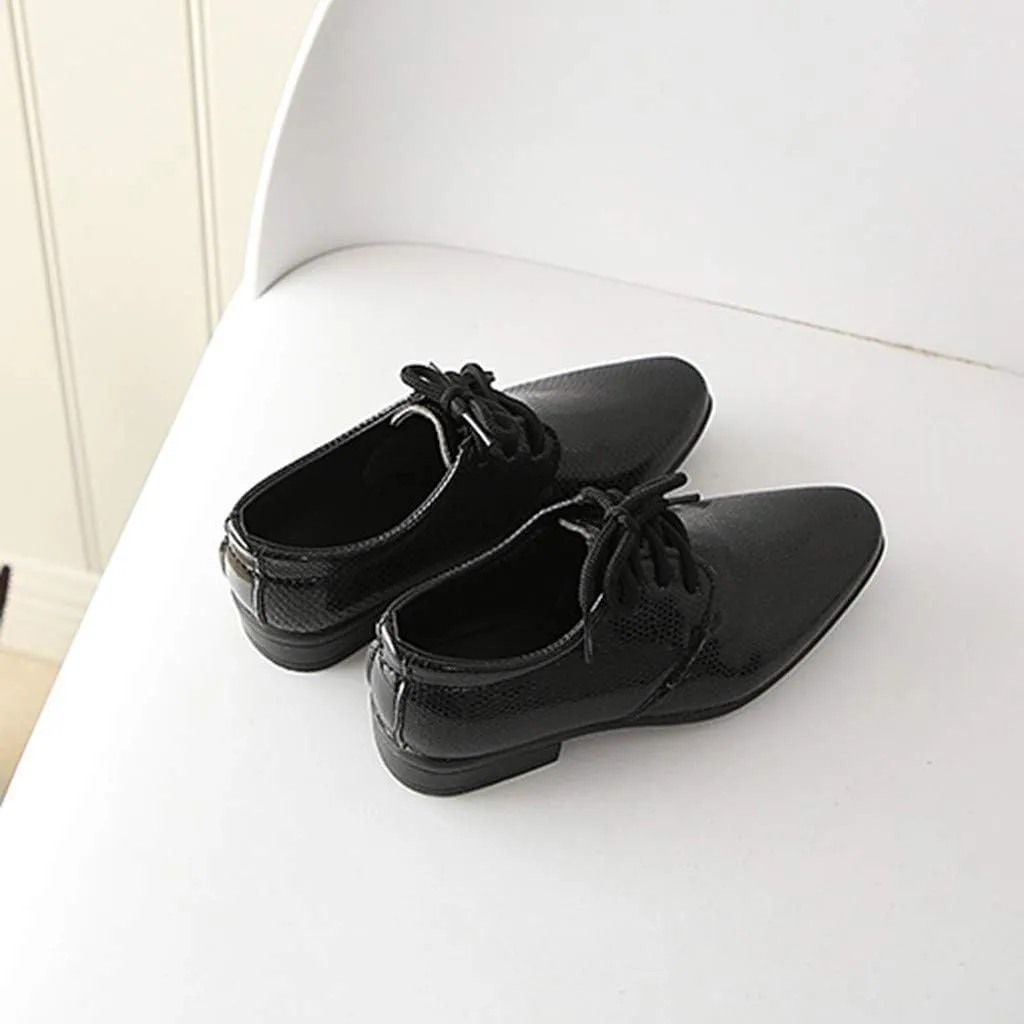 Boys Derb?? Leather Dress Shoes Pointed Toe Oxford L??ce Up Part?? Performance Prom British Style Footwear for Kids