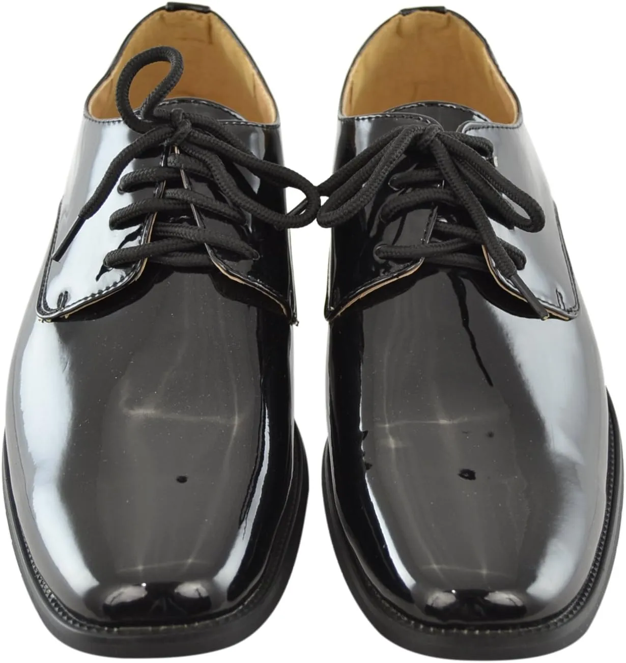 Boys Dress Shoes Lace Up Retro Patent Leather Oxfords Black
