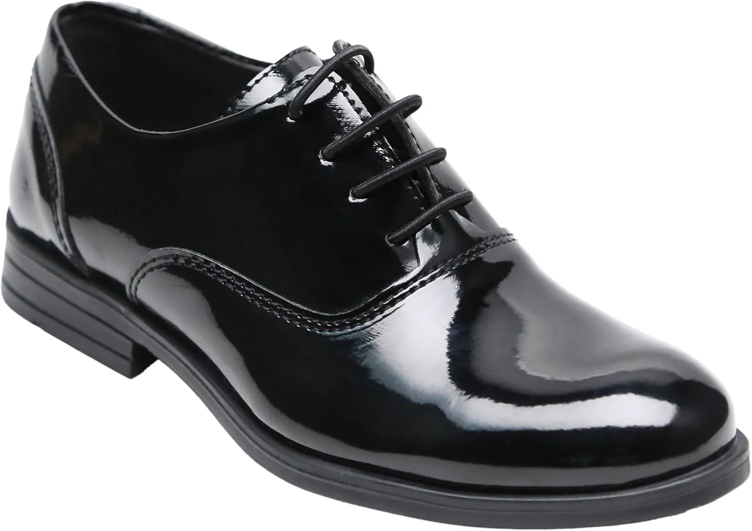 Boys?? Patent Black Oxford Dress Shoes, Classic Lace-Up Wedding Prom Formal Footwear
