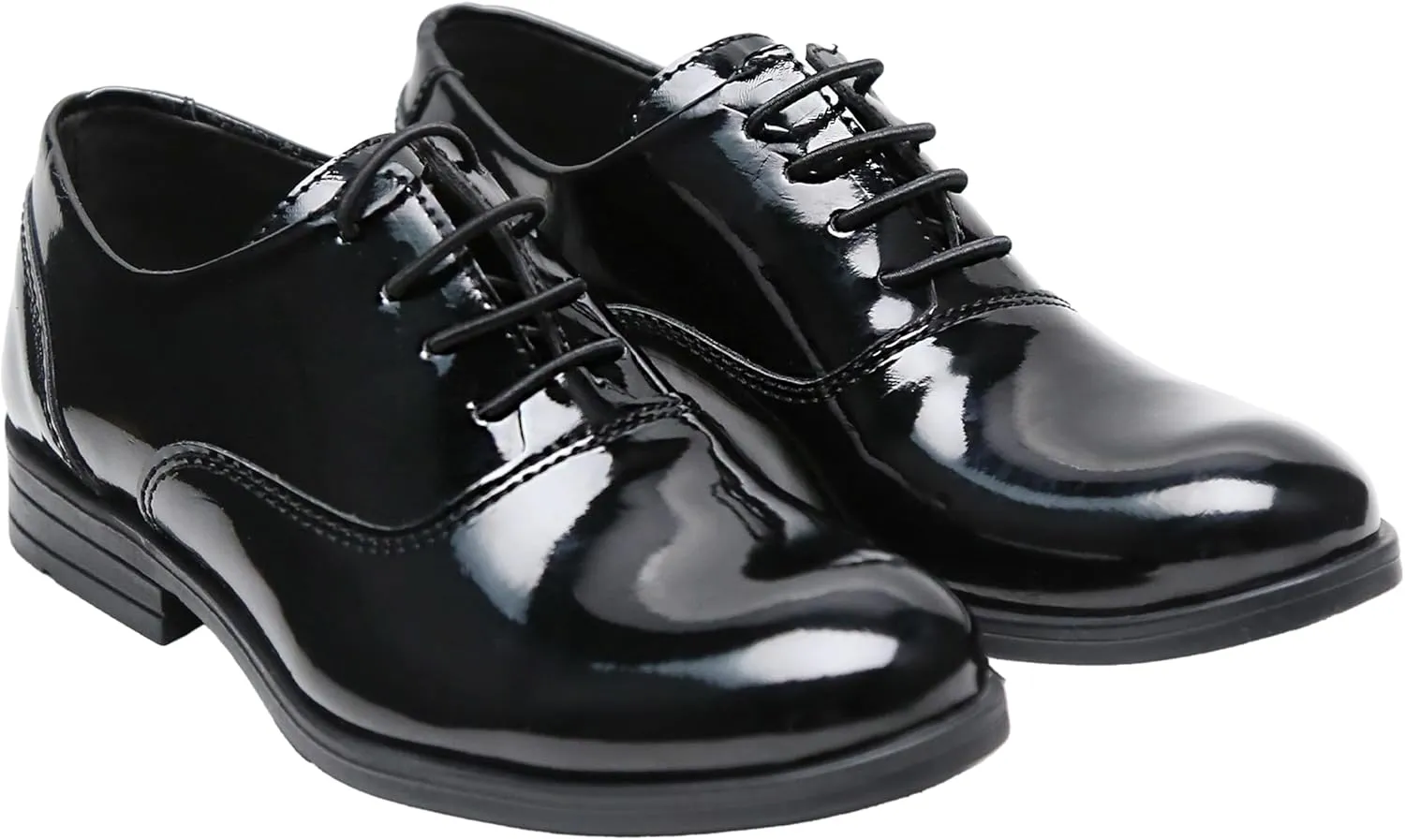 Boys?? Patent Black Oxford Dress Shoes, Classic Lace-Up Wedding Prom Formal Footwear