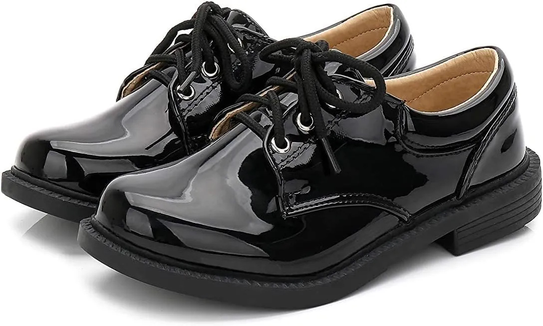 Boys Patent Leather College Uniform Shoes Comfortable Oxford Party Dress Shoes