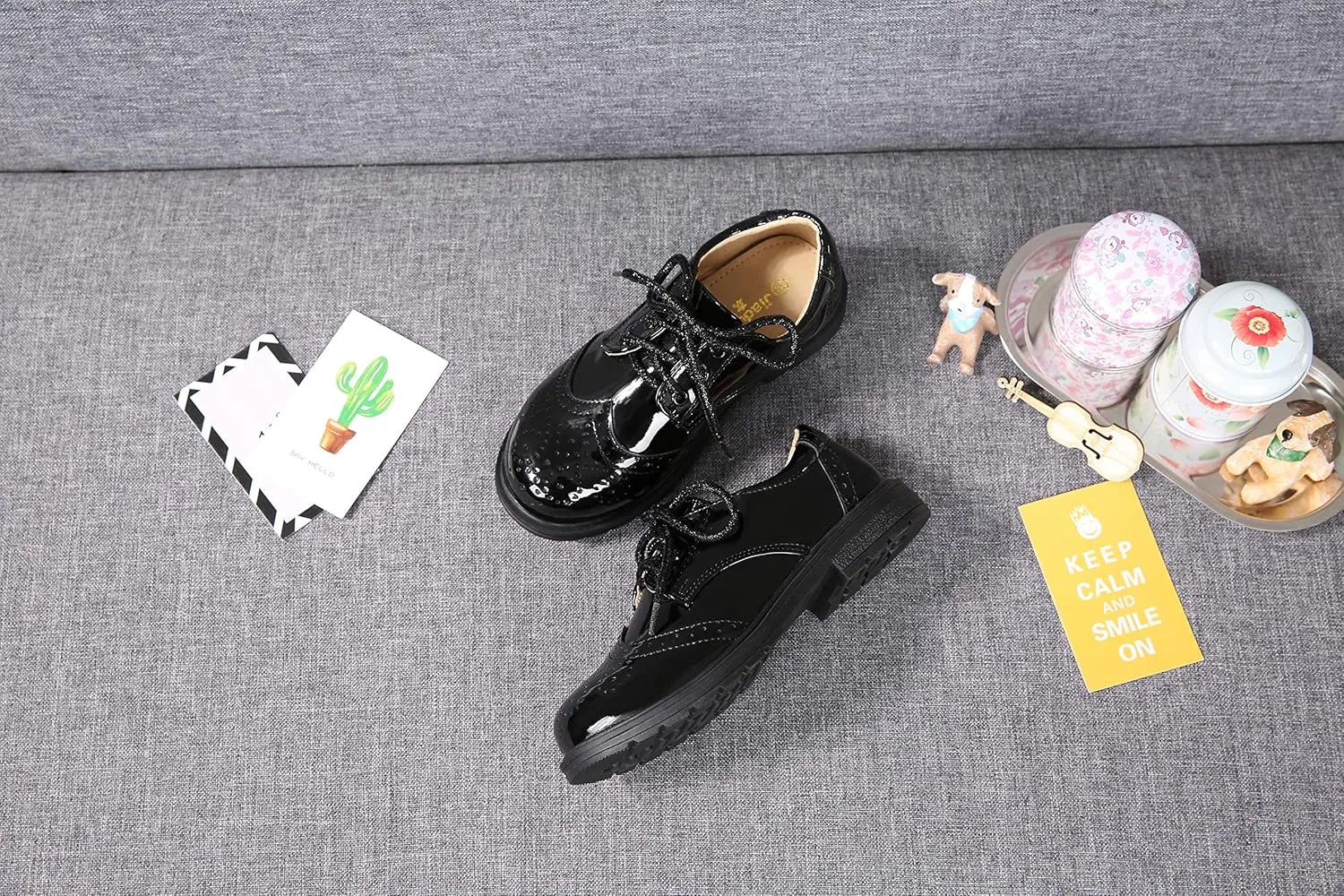 Boys Shiny Patent Leather School Uniform Shoes Comfortable Oxford Dress Shoes
