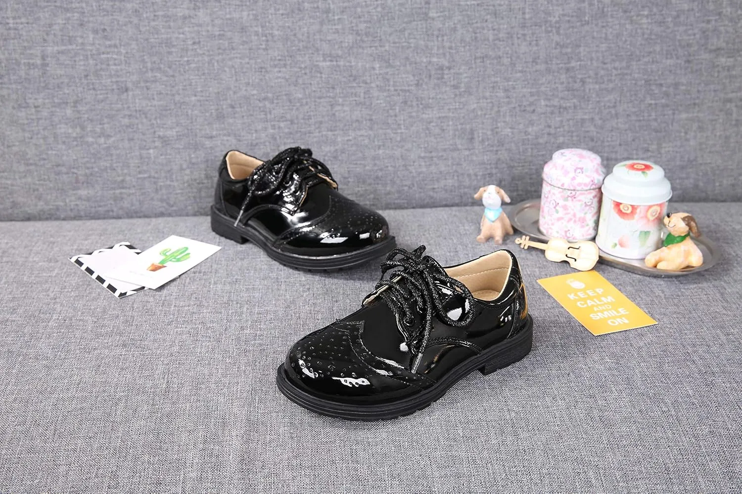 Boys Shiny Patent Leather School Uniform Shoes Comfortable Oxford Dress Shoes