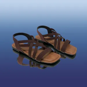 Brown Criss-Cross Flat Sandals