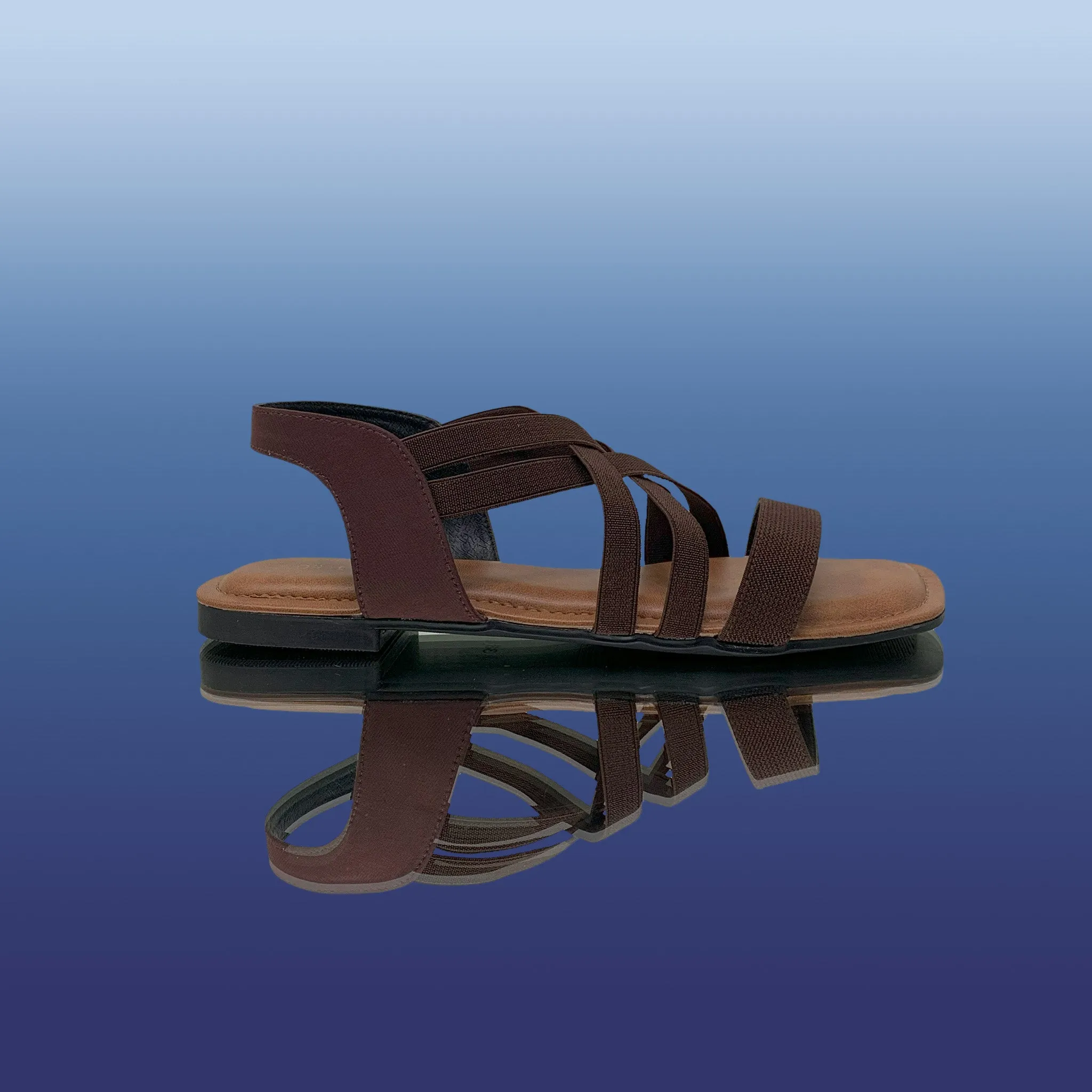 Brown Criss-Cross Flat Sandals