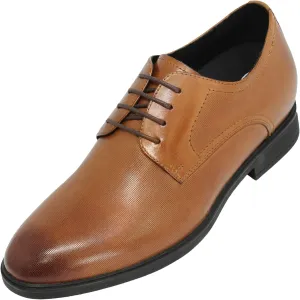CALTO Men's Invisible Height Increasing Elevator Shoes - Brown Premium Leather Lightweight Lace-up Formal Oxfords - 3 Inches Taller - Y10752 - Size 8 D(M) US