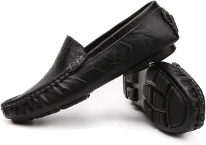 CERYTHRINA Men's Driving Penny Loafers Slip On Boat Shoes Handsewn Leather Moccasins Dress Flats