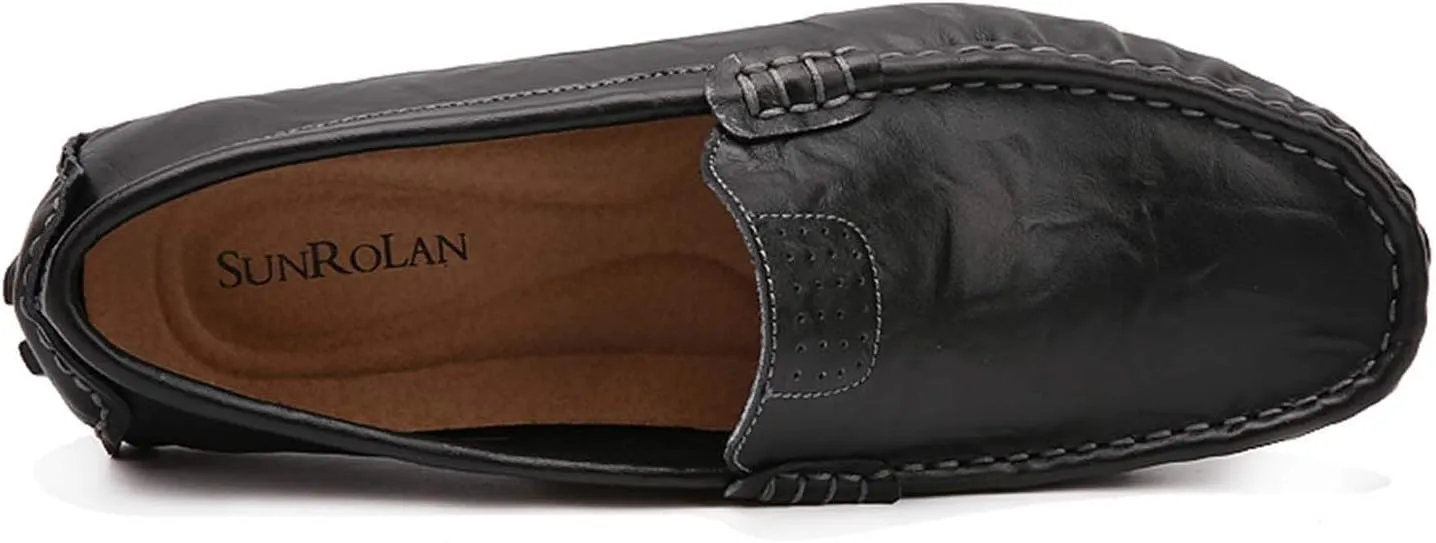 CERYTHRINA Men's Driving Penny Loafers Slip On Boat Shoes Handsewn Leather Moccasins Dress Flats