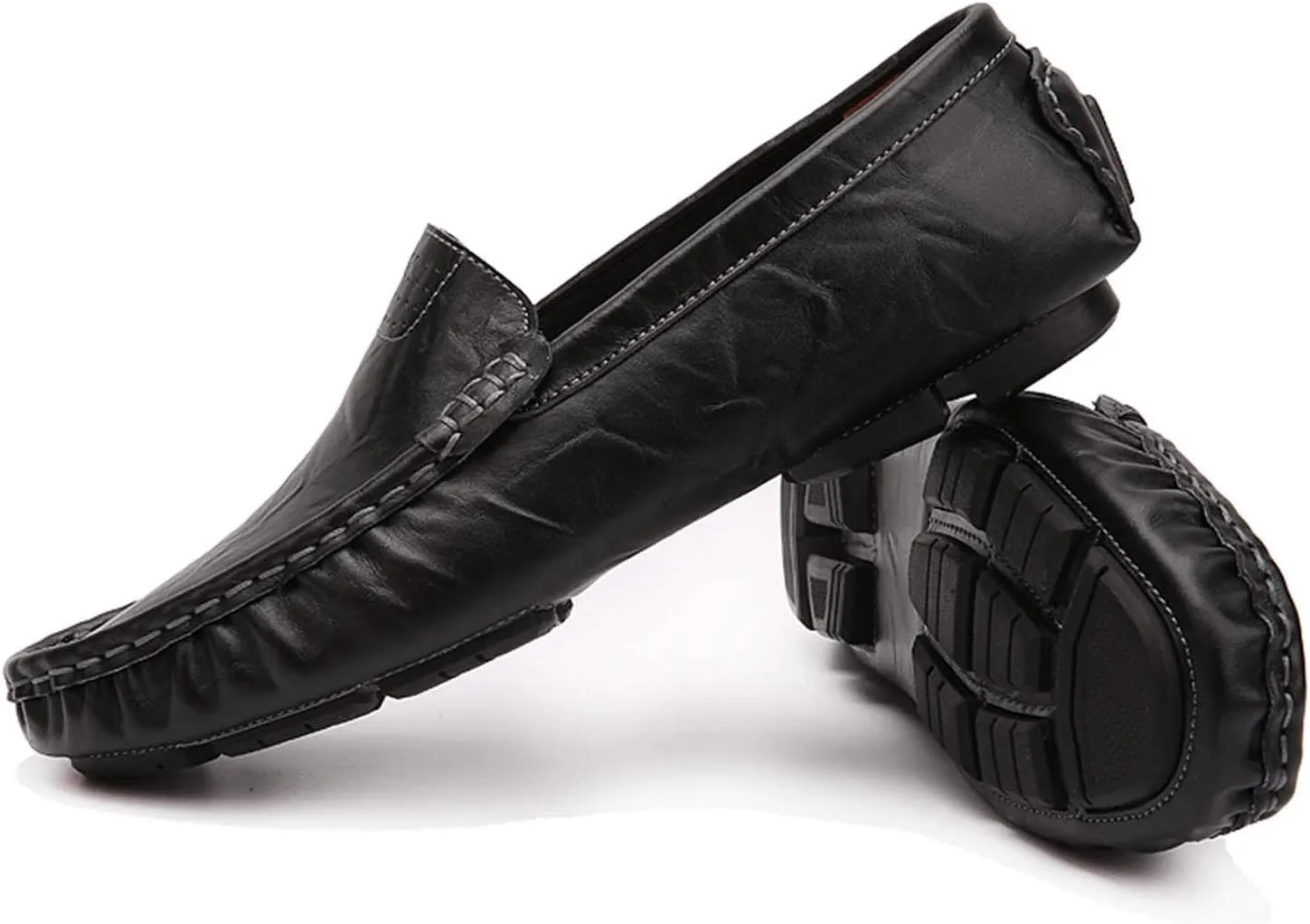 CERYTHRINA Men's Driving Penny Loafers Slip On Boat Shoes Handsewn Leather Moccasins Dress Flats