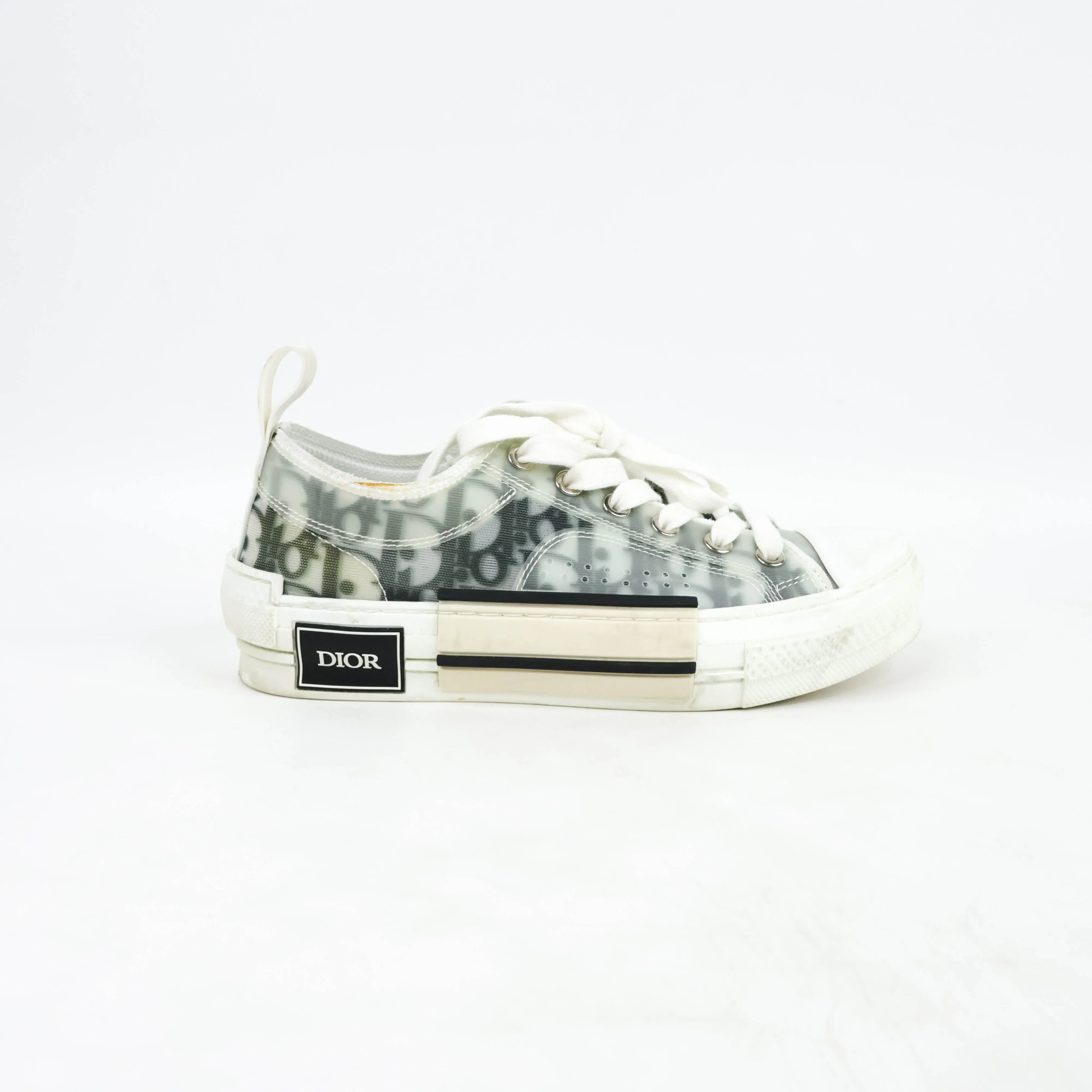 Christian Dior Low Top Sneakers White and Black Oblique 35