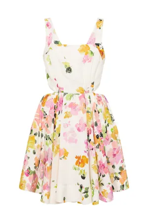 Clara Tie Back Mini Dress Scattered Floral