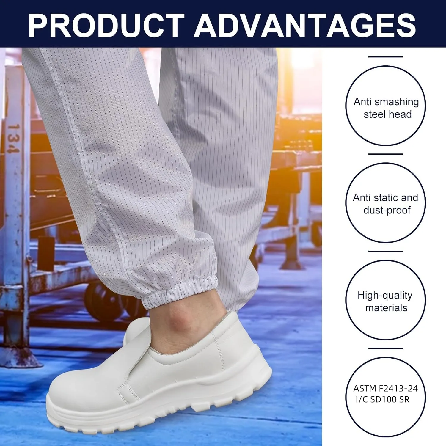 Cleanroom Shoes with Steel Toe, Anti-Static Safety ShoesWomens Shoes