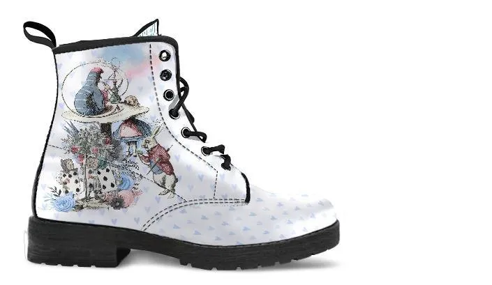 Combat Boots - Alice in Wonderland Gifts #103 Blue Series | Birthday Gifts, Gift Idea, Women's Boots, Handmade Lace Up Boots, Custom Shoes