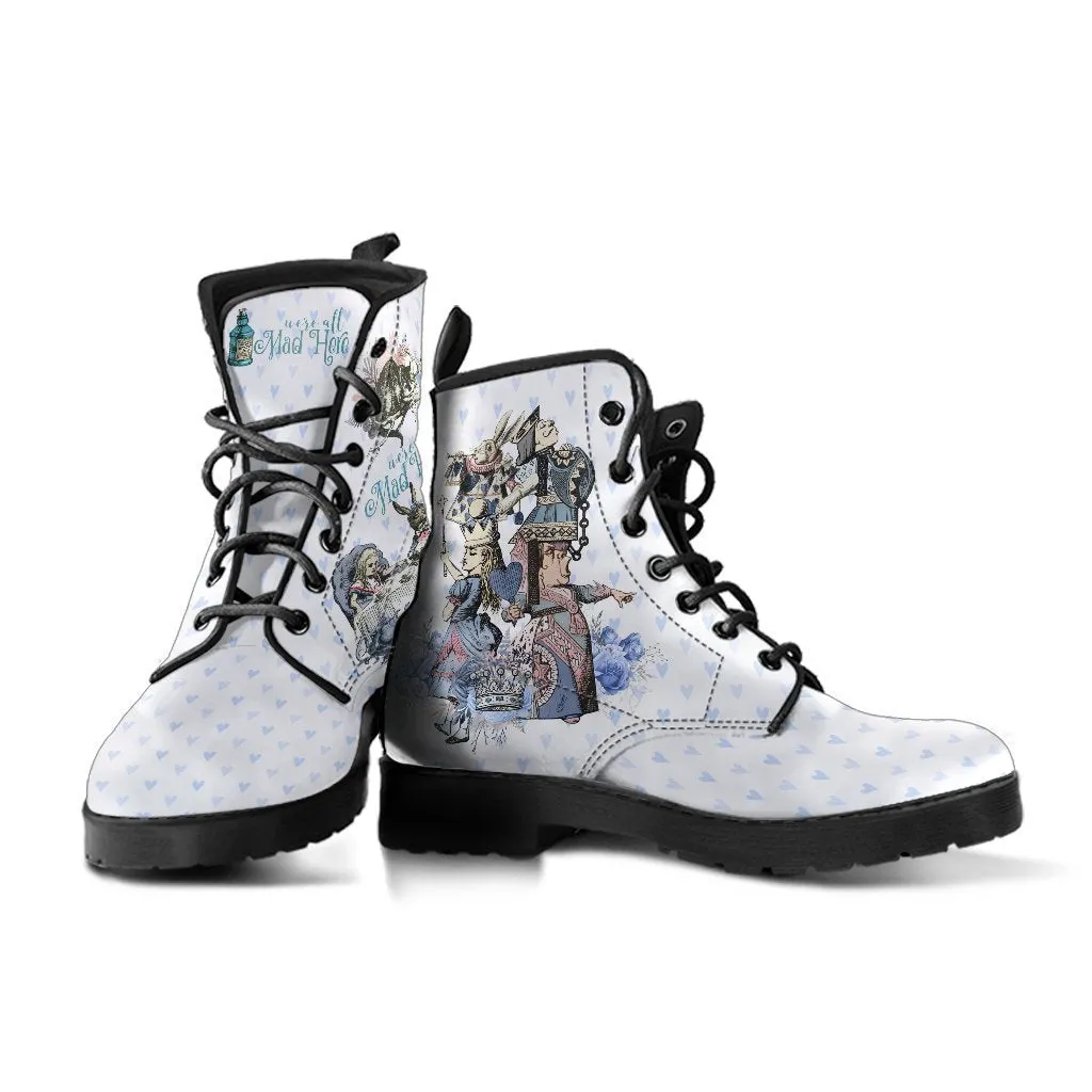 Combat Boots - Alice in Wonderland Gifts #103 Blue Series | Birthday Gifts, Gift Idea, Women's Boots, Handmade Lace Up Boots, Custom Shoes