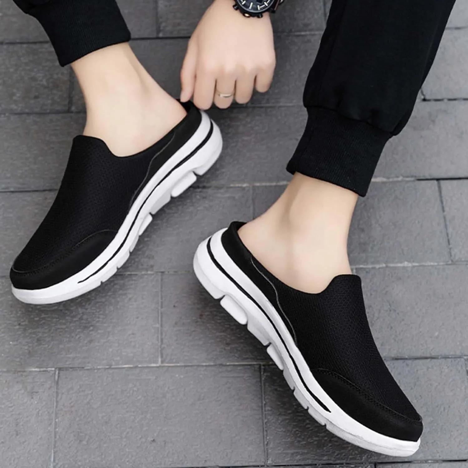 Comfortable and Breathable Flat Soled Slip On Mesh Heelless Casual Shoes for Men and Women Casual Skate Shoes