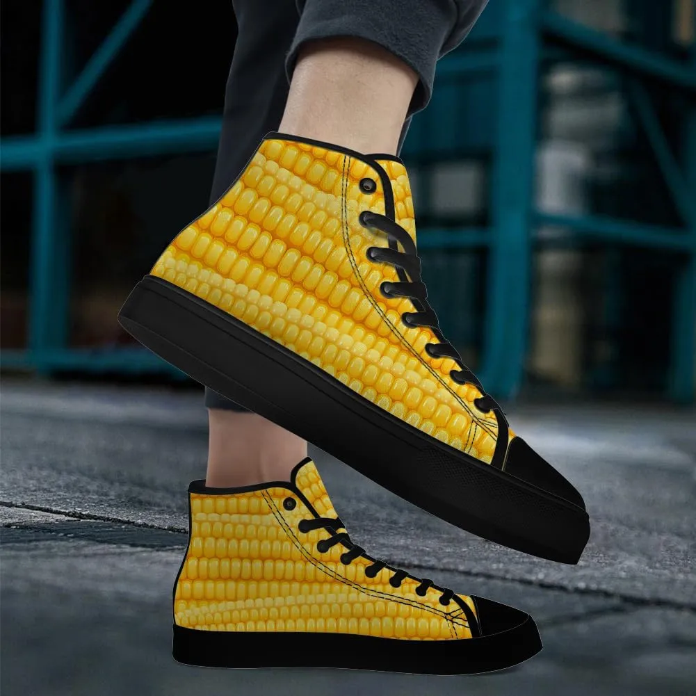 Corn Shoes High Top Canvas Sneakers Lace Up Casual Walking Shoes for Men Women
