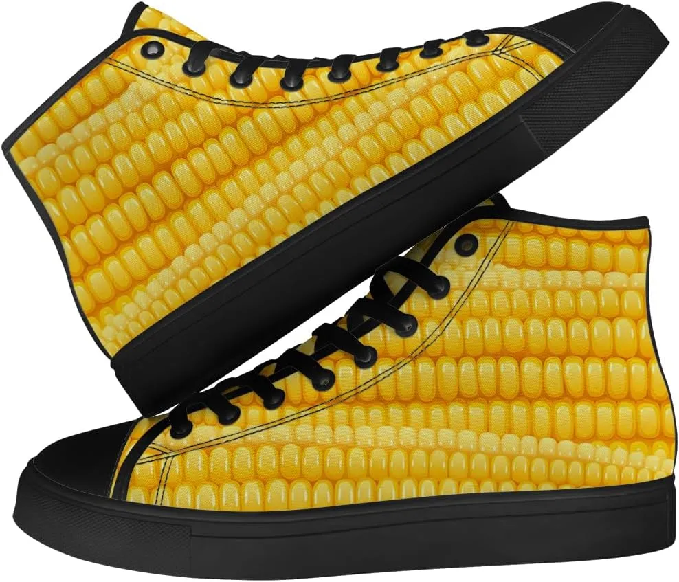 Corn Shoes High Top Canvas Sneakers Lace Up Casual Walking Shoes for Men Women