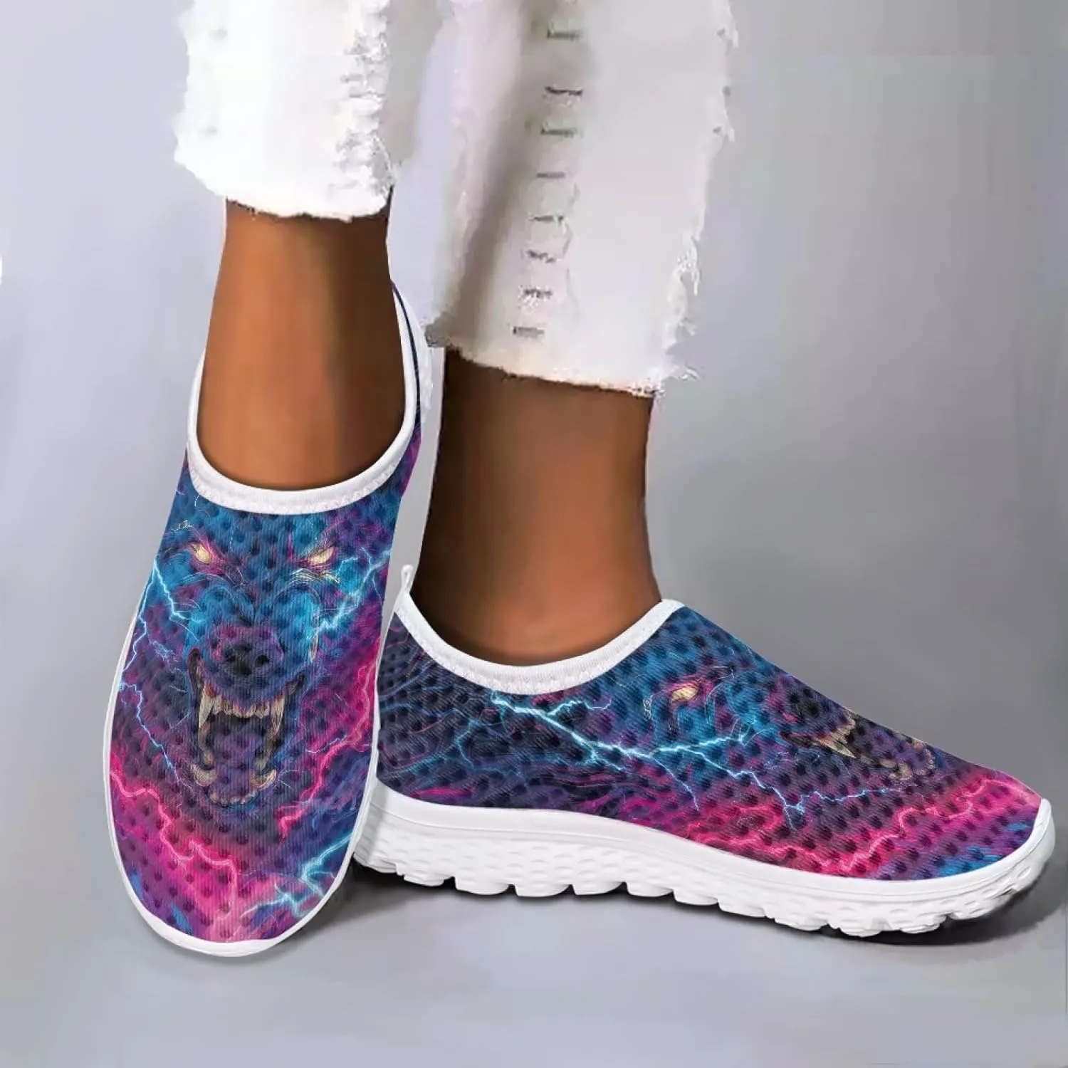 Cumagical Shoes Mesh Quick Drain Design Mens Casual Slip On Shoes