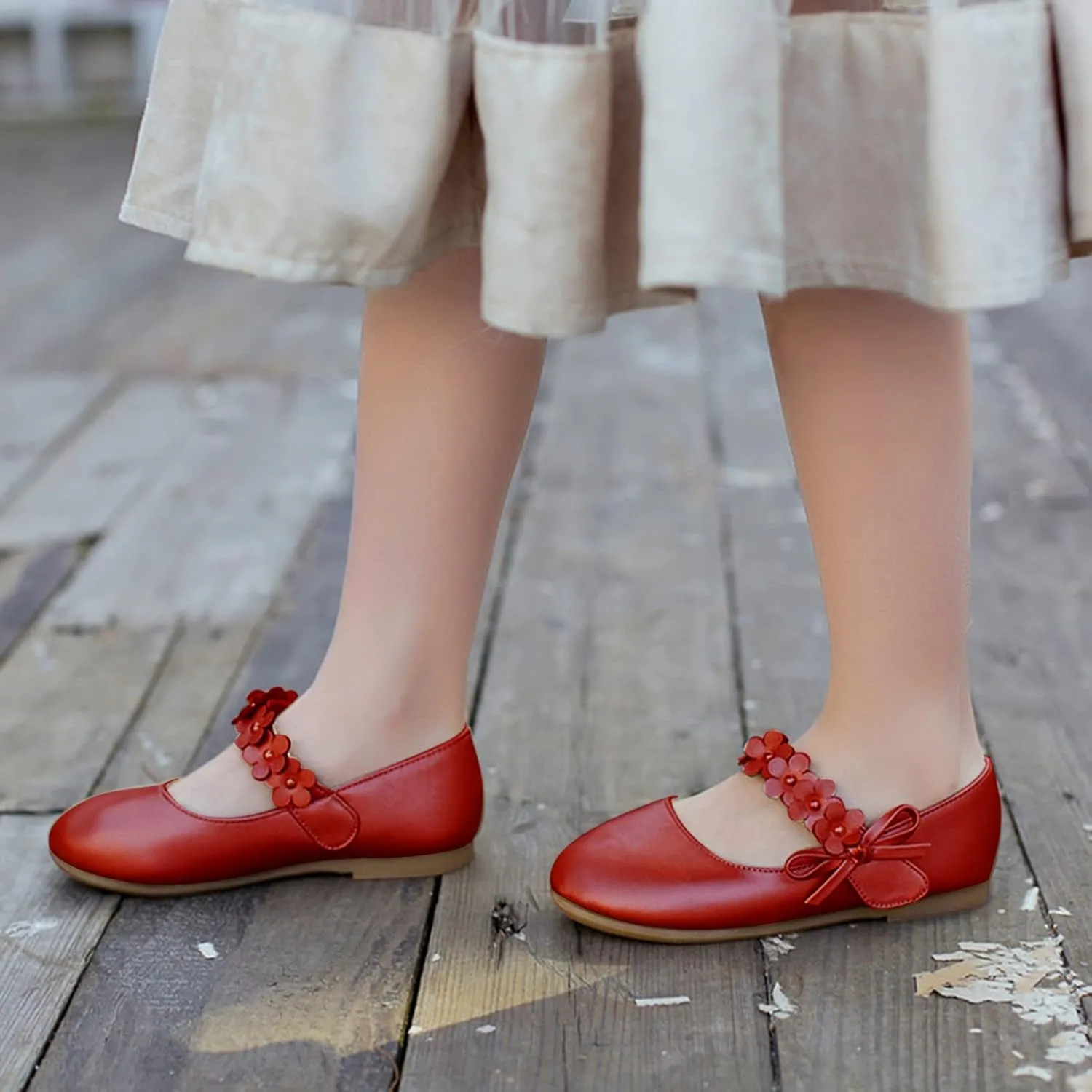 Dancing Girl Small Leather Loafers Single Shoes Children Flower Decoration Dance Performance Glittery Shoes