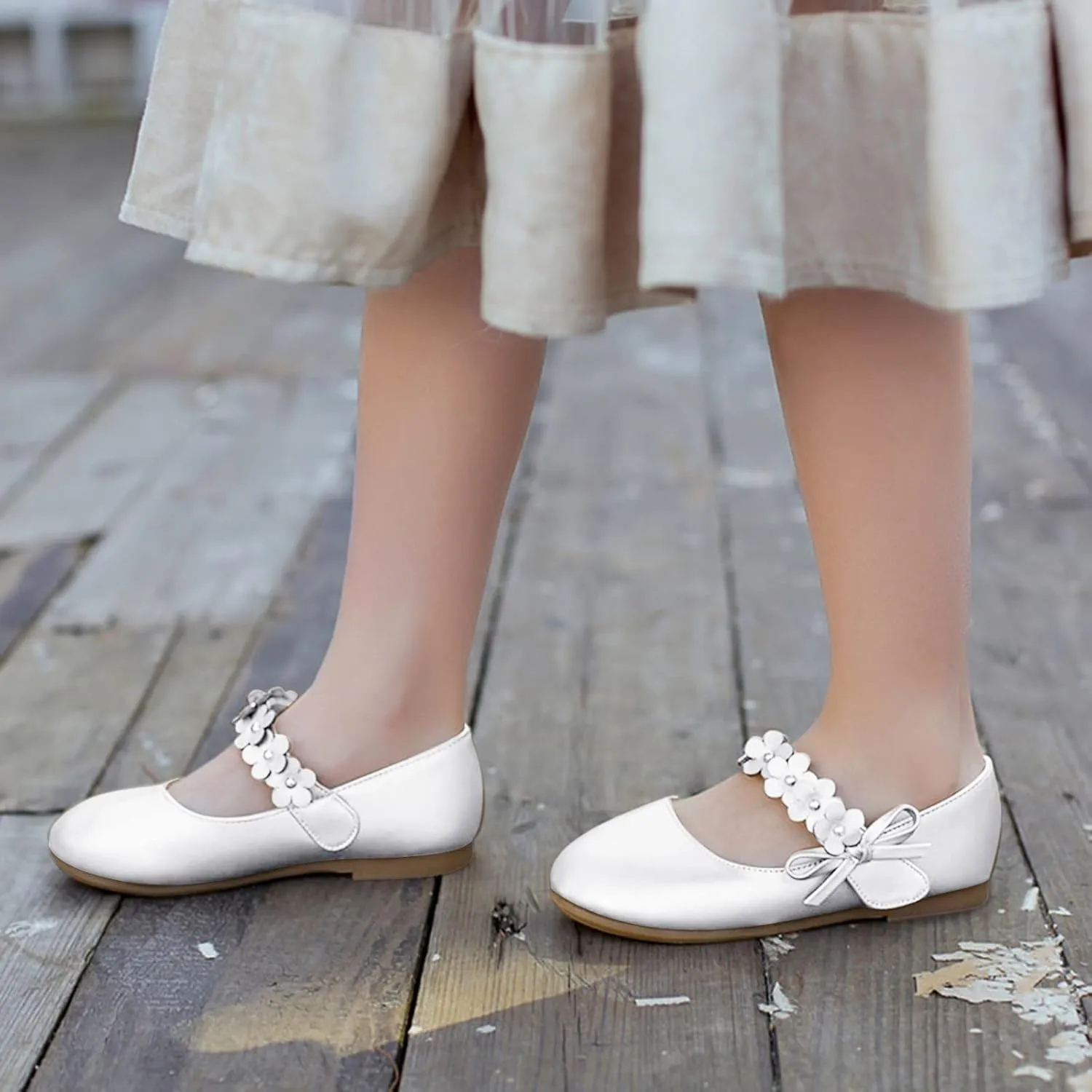 Dancing Girl Small Leather Loafers Single Shoes Children Flower Decoration Dance Performance Glittery Shoes