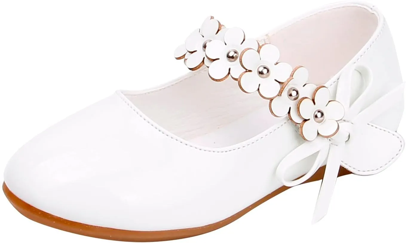 Dancing Girl Small Leather Loafers Single Shoes Children Flower Decoration Dance Performance Glittery Shoes