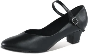 Danz N Motion Dance Shoes Jazz 9.5 Adult Black 1.5" Heel Ballroom Leather Singl