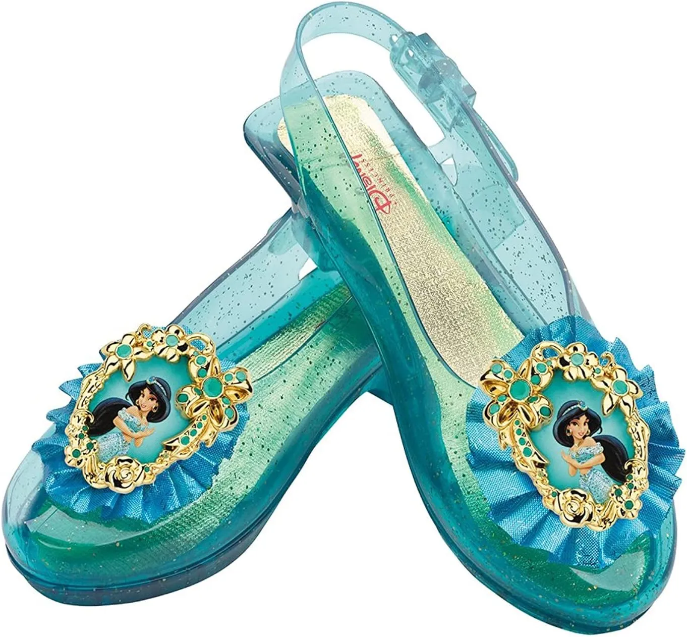 Disguise girls Disney Princess Alladin Jasmine Sparkle Shoes, Up to Size 6 Costume Shoes, One Color, Little Kid US