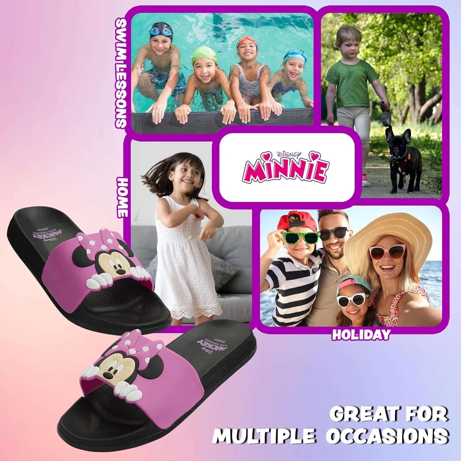 Disney Stitch Slides Girls Beach Shoes Pool Sandals Rubber Shoes Comfy Slides for Kids Summer Footwear Gifts for Girls