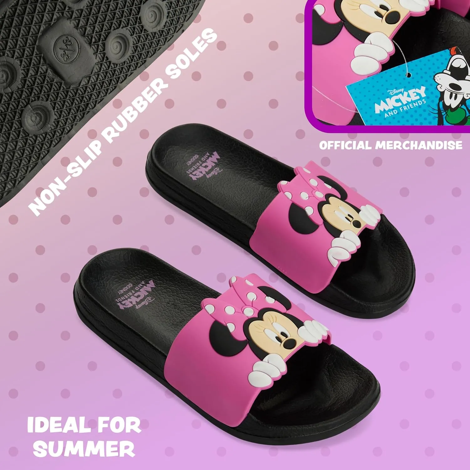 Disney Stitch Slides Girls Beach Shoes Pool Sandals Rubber Shoes Comfy Slides for Kids Summer Footwear Gifts for Girls