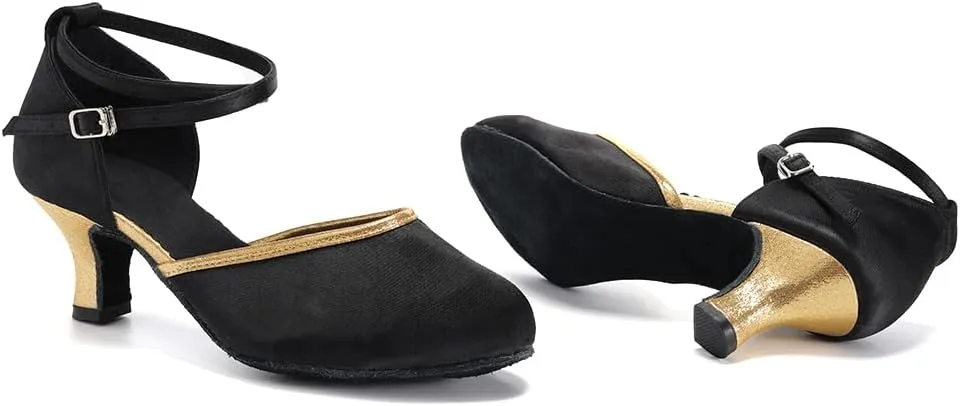 DKZSYIM Glitter Women Latin Dance Shoes Closed Toe Ballroom Tango Practice Performence Dancing Shoes,Model WX-MD