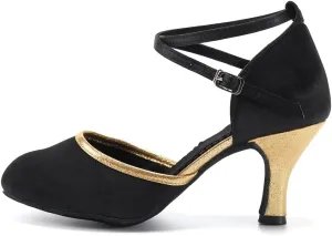 DKZSYIM Glitter Women Latin Dance Shoes Closed Toe Ballroom Tango Practice Performence Dancing Shoes,Model WX-MD