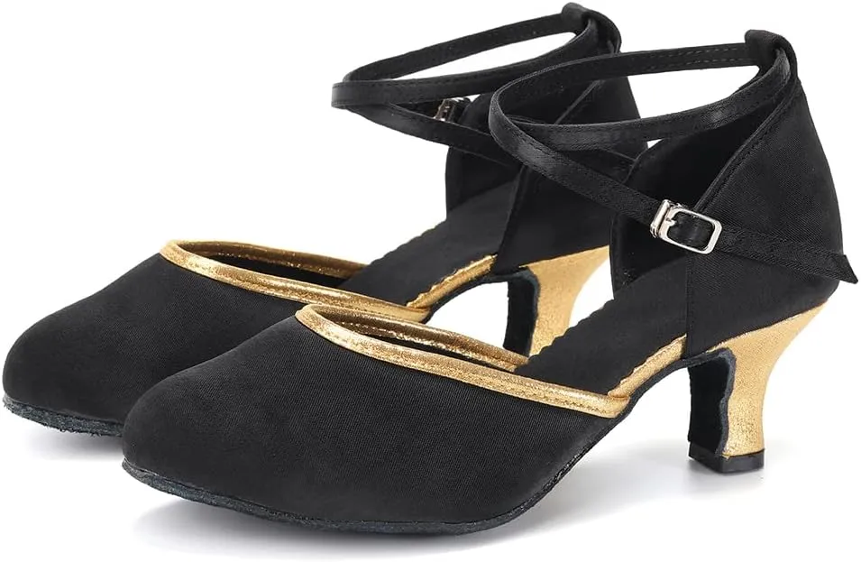 DKZSYIM Glitter Women Latin Dance Shoes Closed Toe Ballroom Tango Practice Performence Dancing Shoes,Model WX-MD