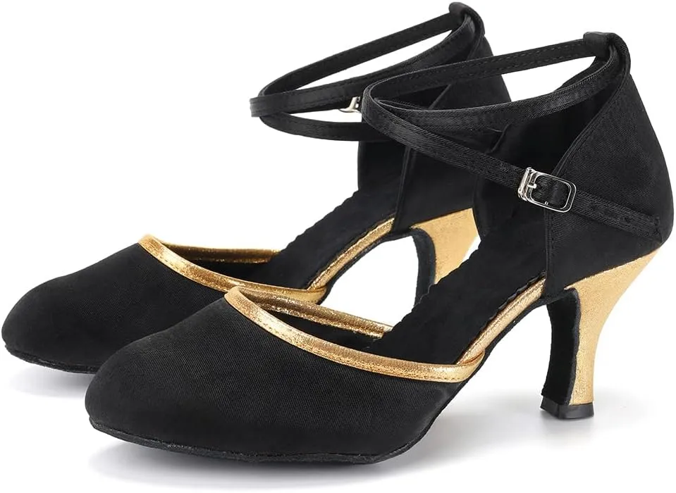 DKZSYIM Glitter Women Latin Dance Shoes Closed Toe Ballroom Tango Practice Performence Dancing Shoes,Model WX-MD