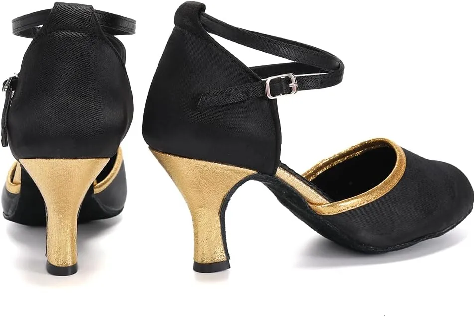 DKZSYIM Glitter Women Latin Dance Shoes Closed Toe Ballroom Tango Practice Performence Dancing Shoes,Model WX-MD