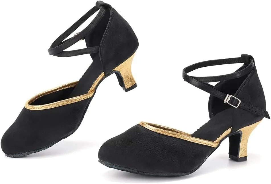 DKZSYIM Glitter Women Latin Dance Shoes Closed Toe Ballroom Tango Practice Performence Dancing Shoes,Model WX-MD