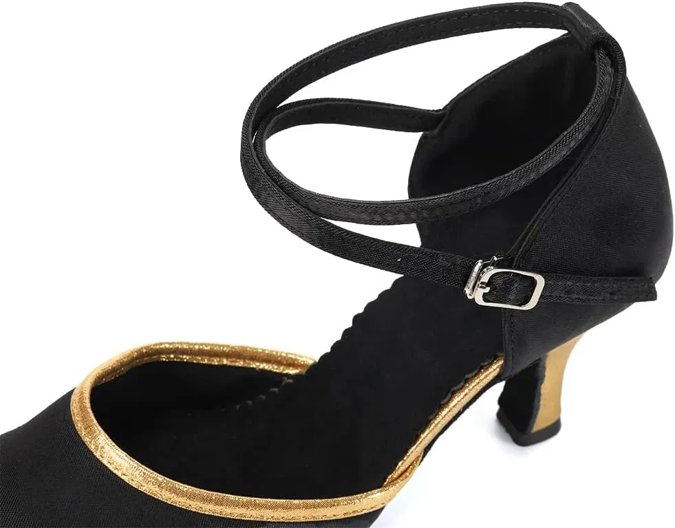 DKZSYIM Glitter Women Latin Dance Shoes Closed Toe Ballroom Tango Practice Performence Dancing Shoes,Model WX-MD