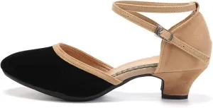 DKZSYIM Women Latin Dance Shoes Closed Toe Ballroom Salsa Tango Practice Performence Dancing Shoes,Model QJW7119