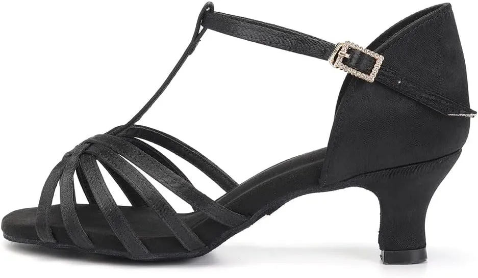 DKZSYIM Women's Satin Latin Dance Shoes Professional Ballroom Salsa Practice Performance Dancing Shoes,Model SS331
