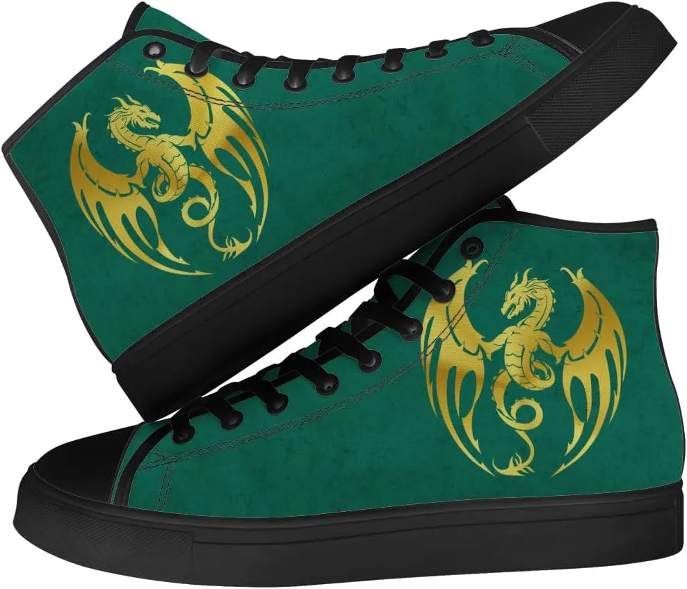 Dragon High Top Canvas Shoes for Men Women High Top Sneakers Lace Up Casual Shoes Gifts for Mama Papa