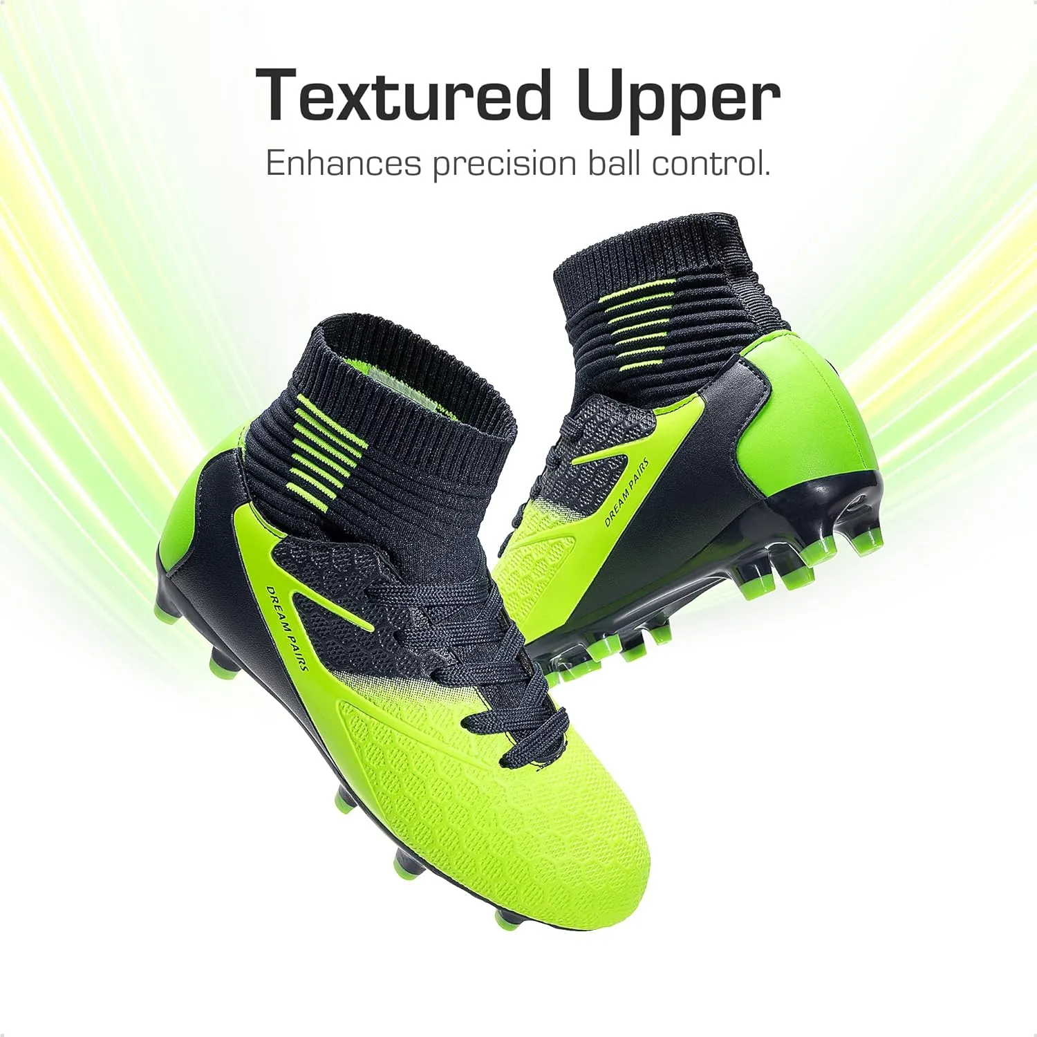 DREAM PAIRS Boys Girls Soccer Cleats Youth Firm Groud Outdoor Sport Athletic High Top Football Shoes for Little/Big Kid