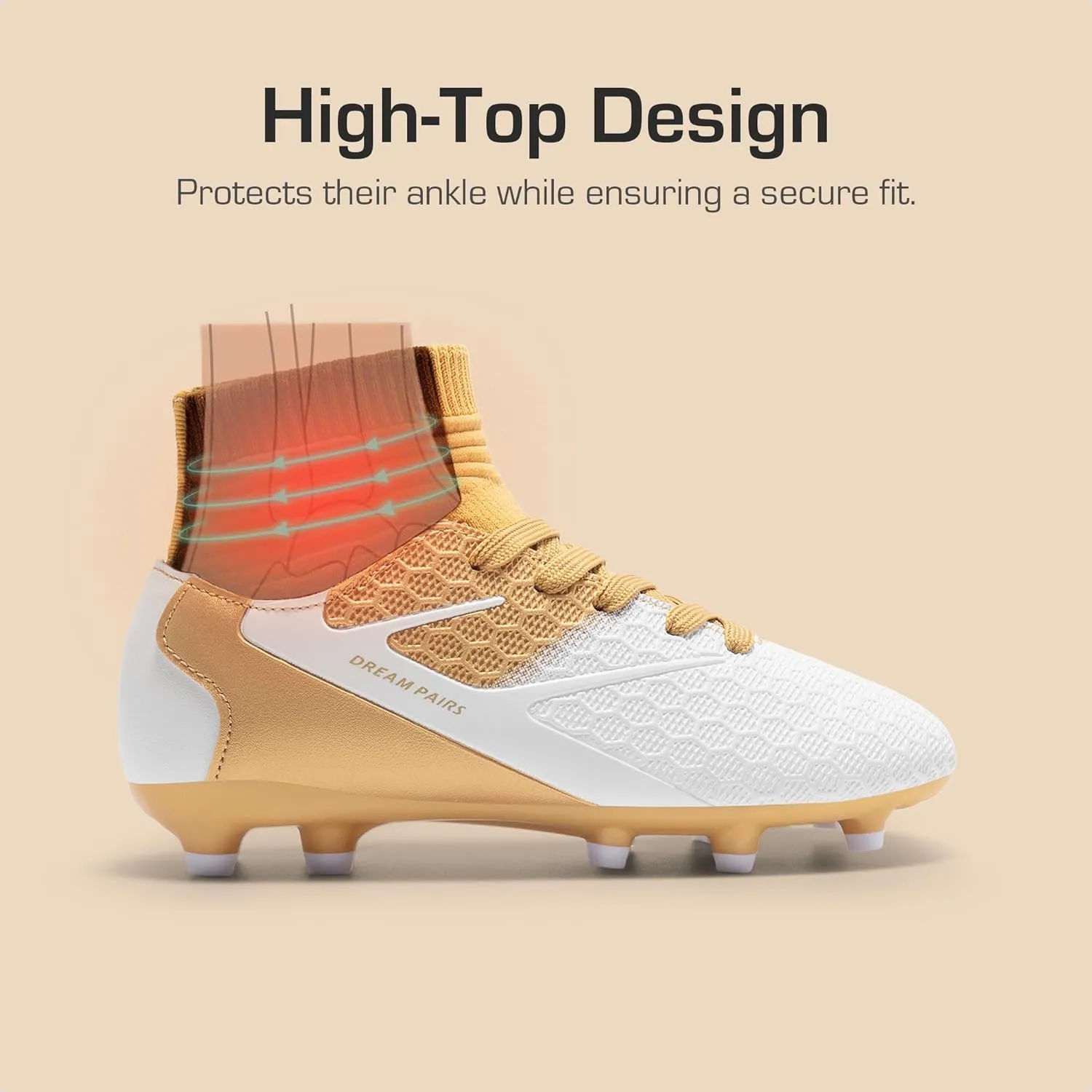 DREAM PAIRS Boys Girls Soccer Cleats Youth Firm Groud Outdoor Sport Athletic High Top Football Shoes for Little/Big Kid