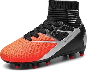 DREAM PAIRS Boys Girls Soccer Cleats Youth Firm Groud Outdoor Sport Athletic High Top Football Shoes for Little/Big Kid