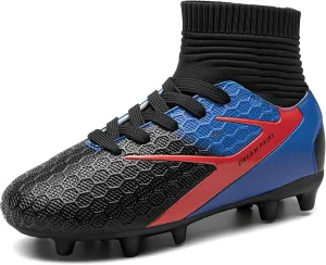 DREAM PAIRS Boys Girls Soccer Cleats Youth Firm Groud Outdoor Sport Athletic High Top Football Shoes for Little/Big Kid