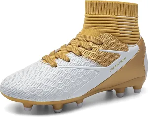 DREAM PAIRS Boys Girls Soccer Cleats Youth Firm Groud Outdoor Sport Athletic High Top Football Shoes for Little/Big Kid