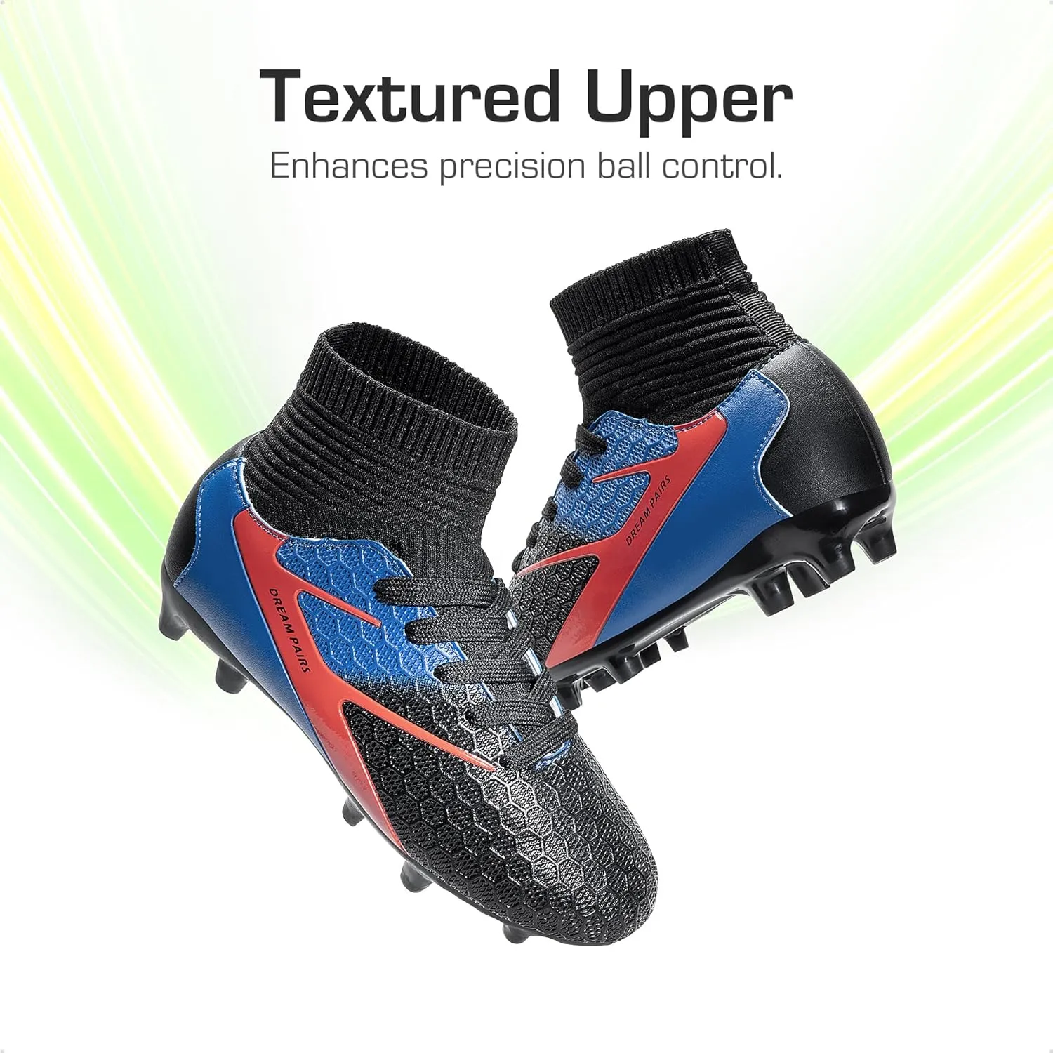 DREAM PAIRS Boys Girls Soccer Cleats Youth Firm Groud Outdoor Sport Athletic High Top Football Shoes for Little/Big Kid