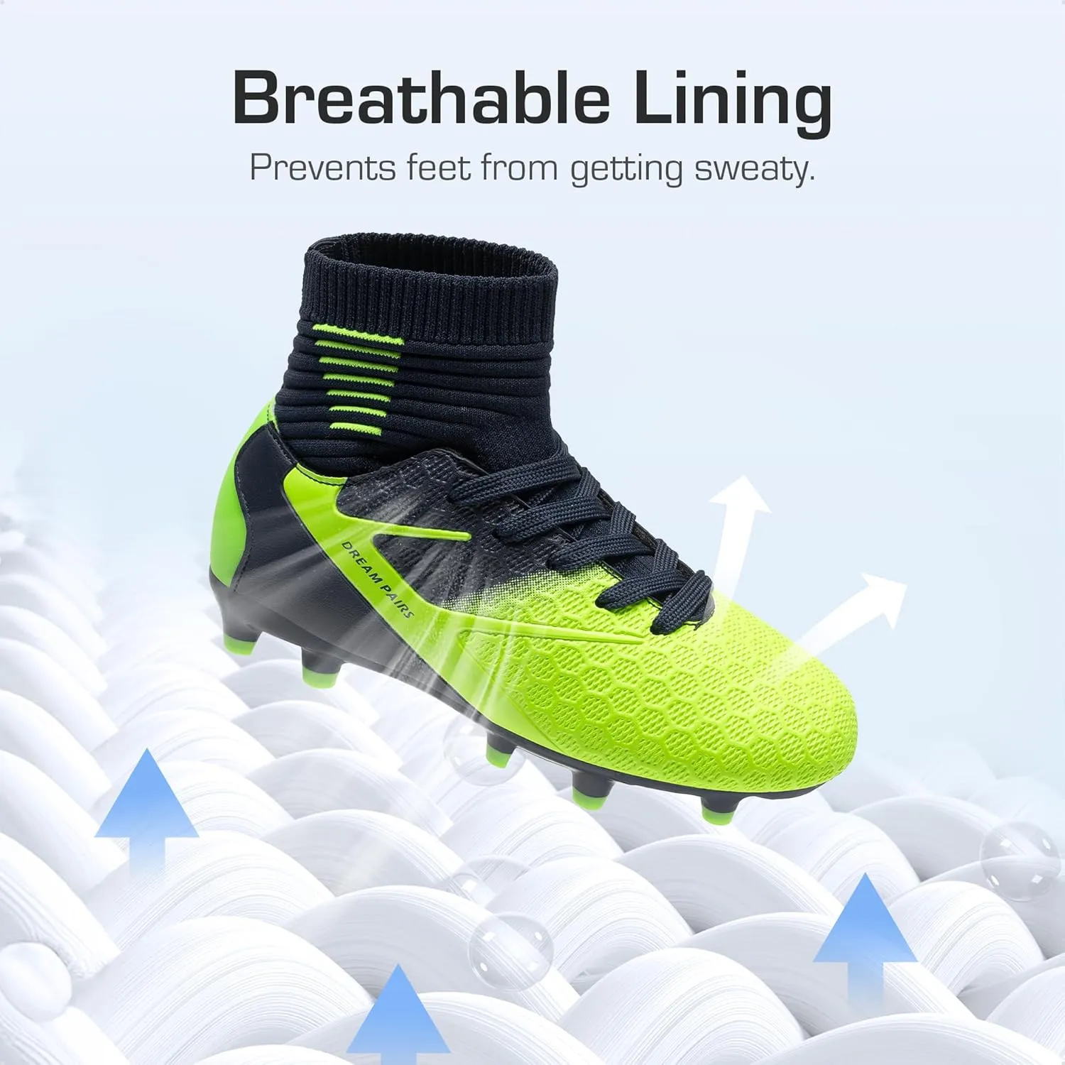 DREAM PAIRS Boys Girls Soccer Cleats Youth Firm Groud Outdoor Sport Athletic High Top Football Shoes for Little/Big Kid