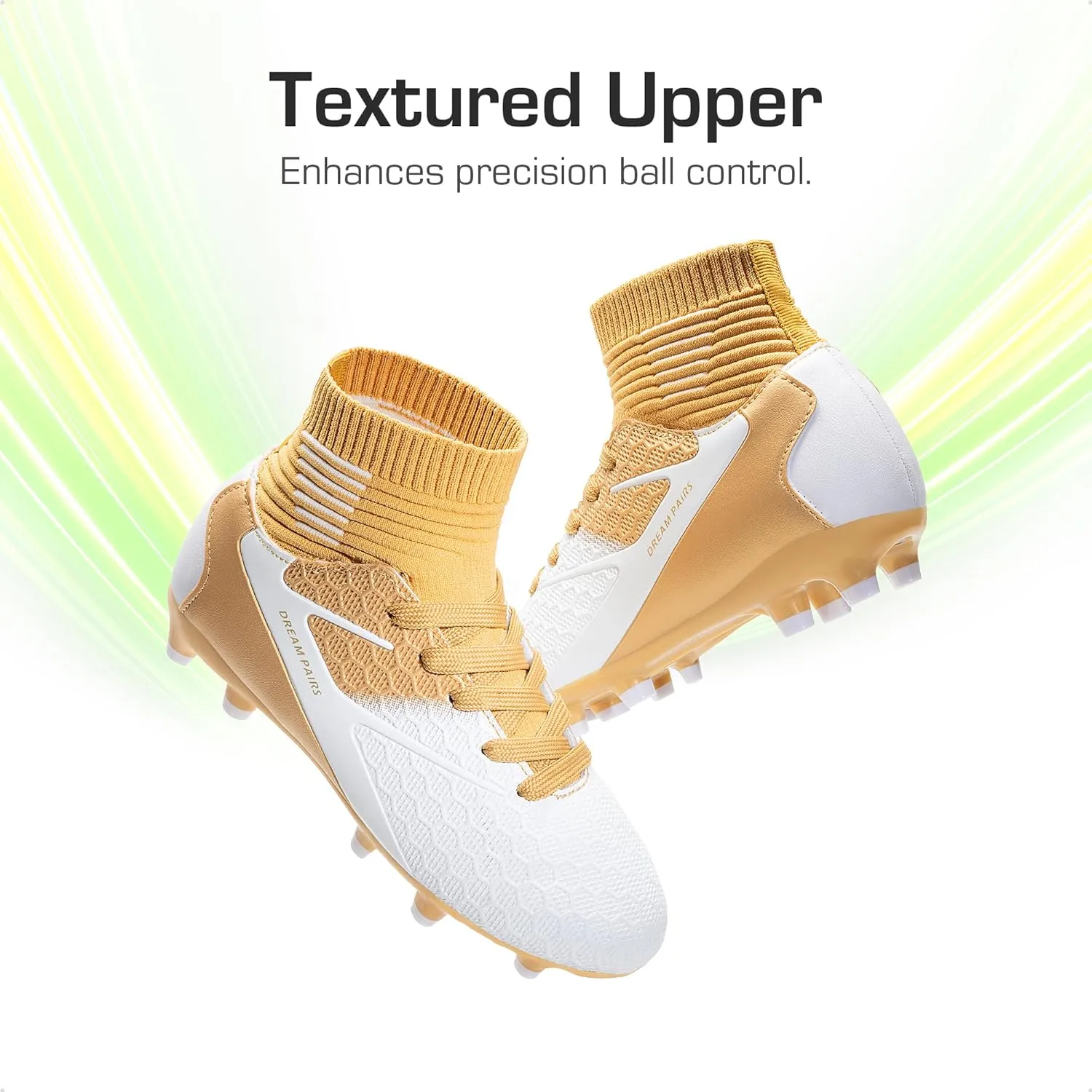 DREAM PAIRS Boys Girls Soccer Cleats Youth Firm Groud Outdoor Sport Athletic High Top Football Shoes for Little/Big Kid