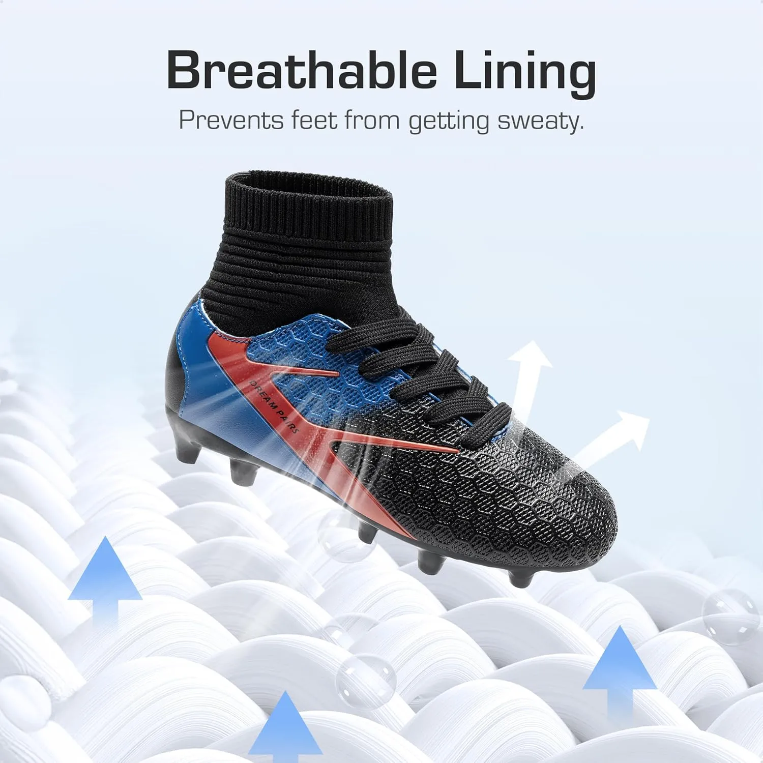 DREAM PAIRS Boys Girls Soccer Cleats Youth Firm Groud Outdoor Sport Athletic High Top Football Shoes for Little/Big Kid
