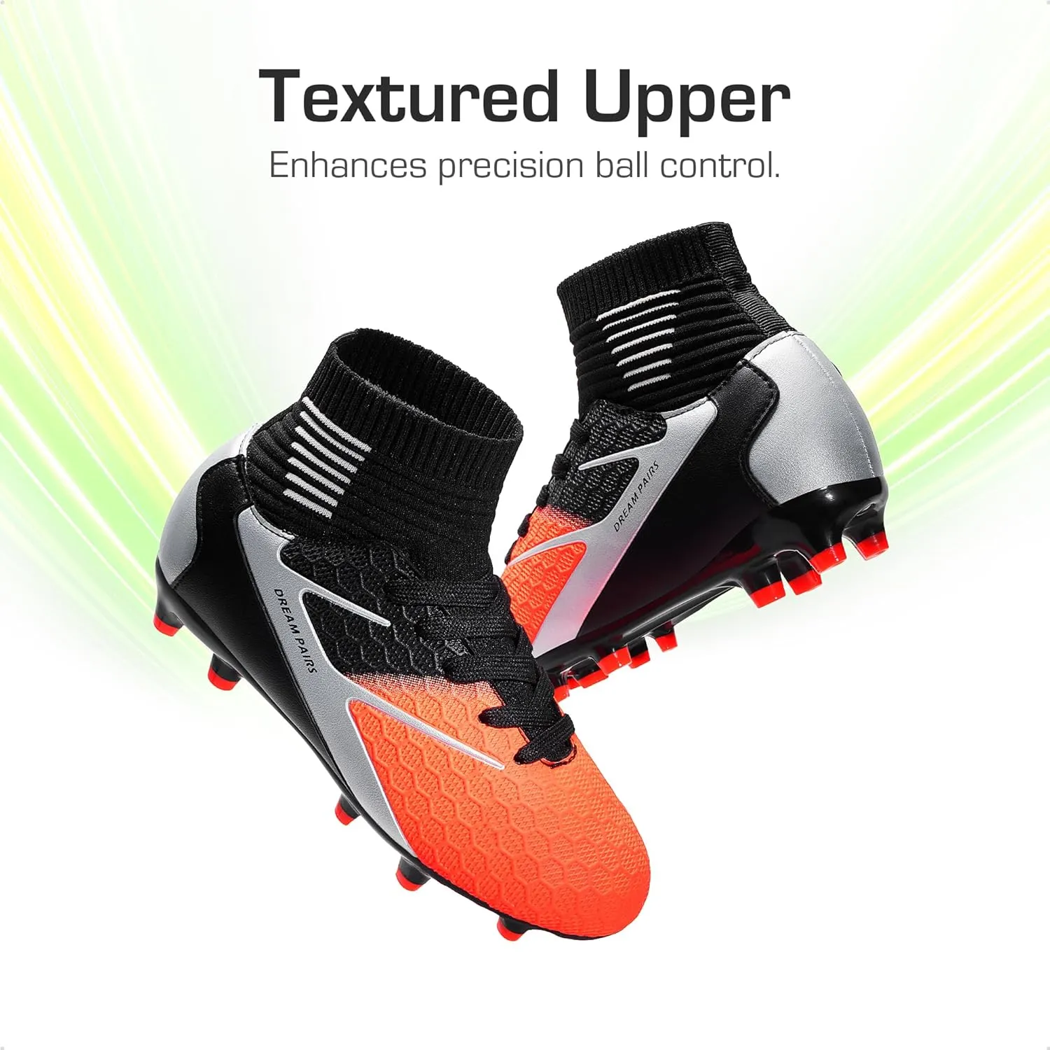 DREAM PAIRS Boys Girls Soccer Cleats Youth Firm Groud Outdoor Sport Athletic High Top Football Shoes for Little/Big Kid